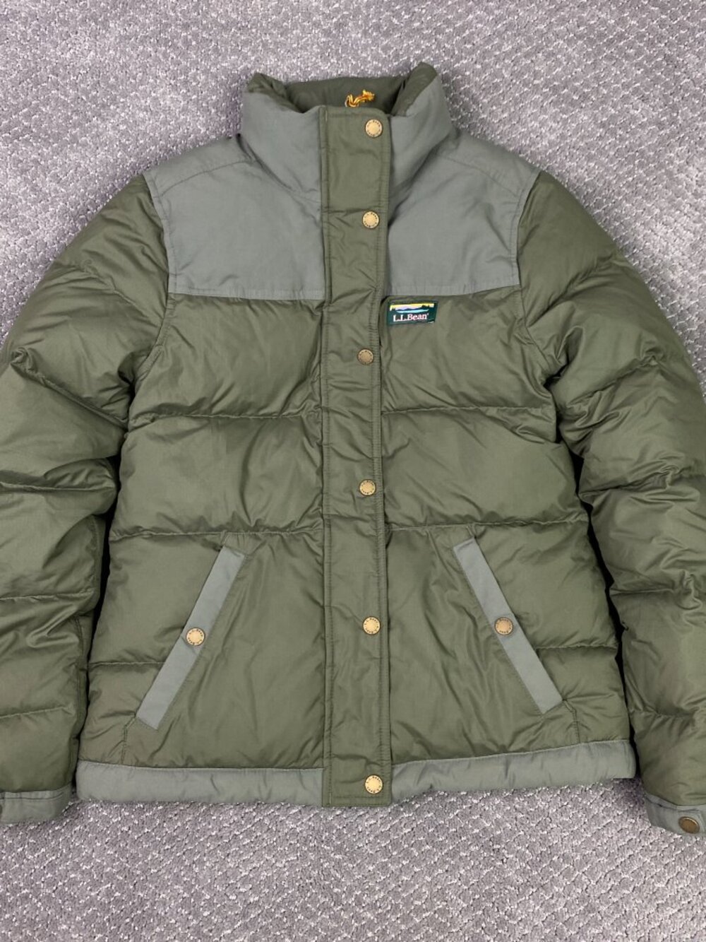 LL Bean Puffer Jacket Womens Misses XXS Olive Green Pertex Quantum Downtek Down